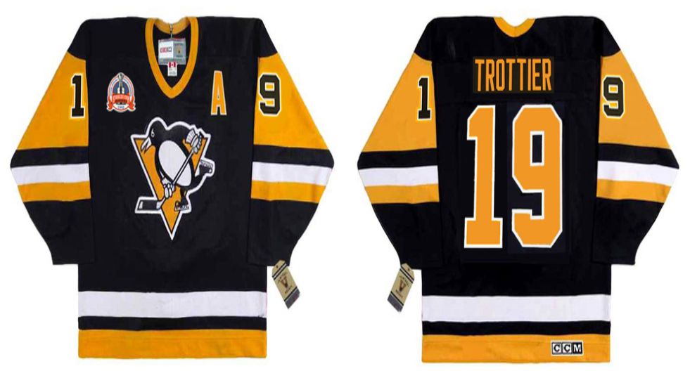 2019 Men Pittsburgh Penguins #19 Trottier Black CCM NHL jerseys